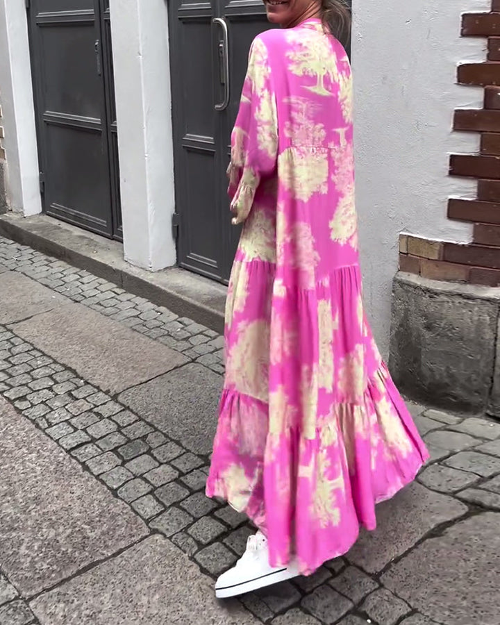 Robe longue fluide imprimée | Parfaite pour le printemps et l'été