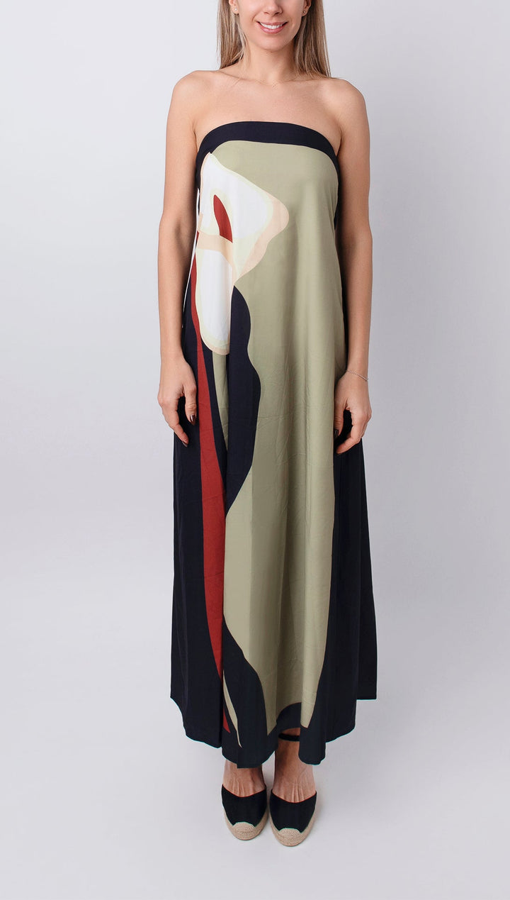 Robe longue bustier artistique | Élégance minimaliste