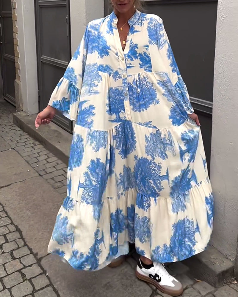 Robe longue fluide imprimée | Parfaite pour le printemps et l'été