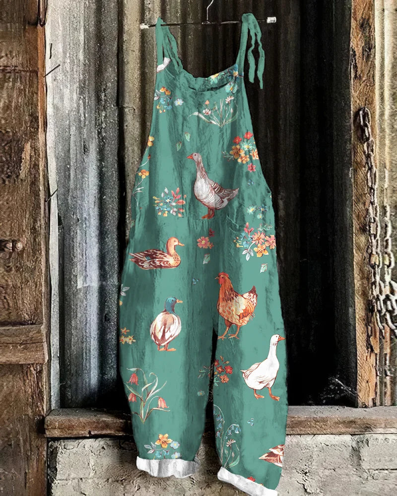 Salopette ample imprimé animalier | Look décontracté champêtre
