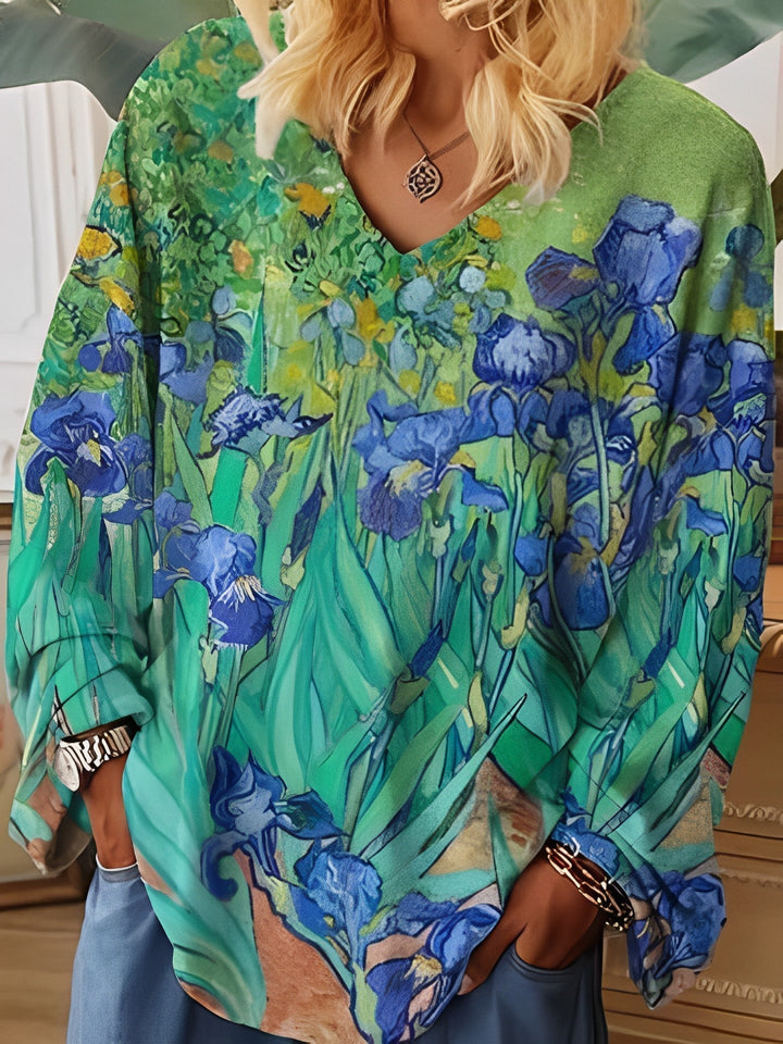 T-shirt artistique à col en V | Style inspiré peinture