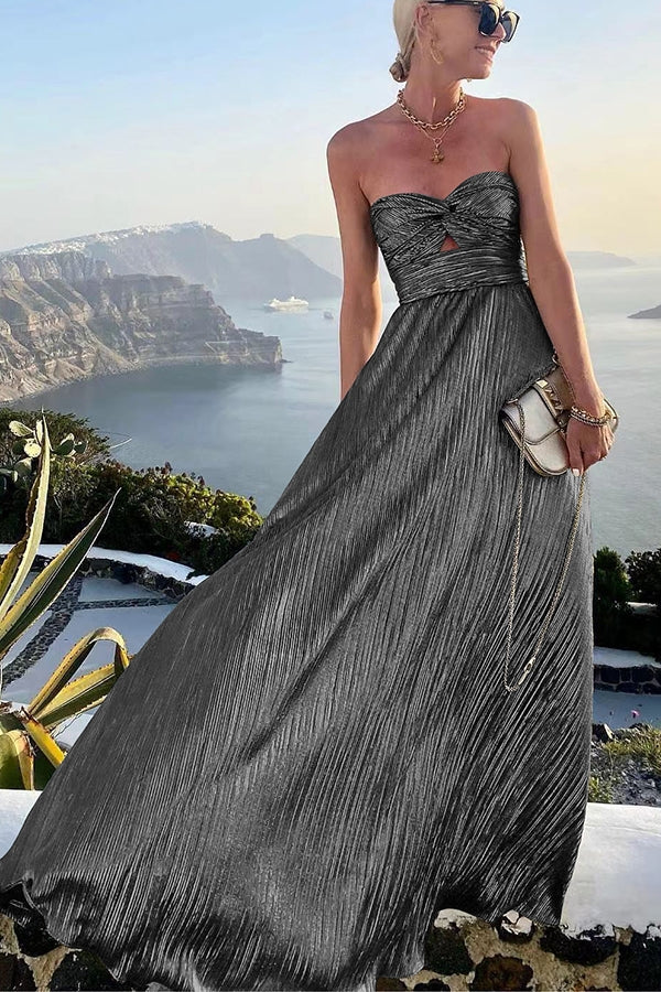 Robe longue plissée | Élégance soirée