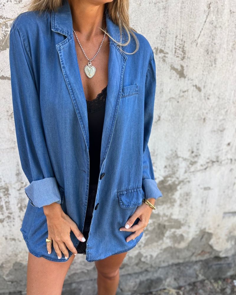 Veste denim décontractée | Style urbain facile à assortir