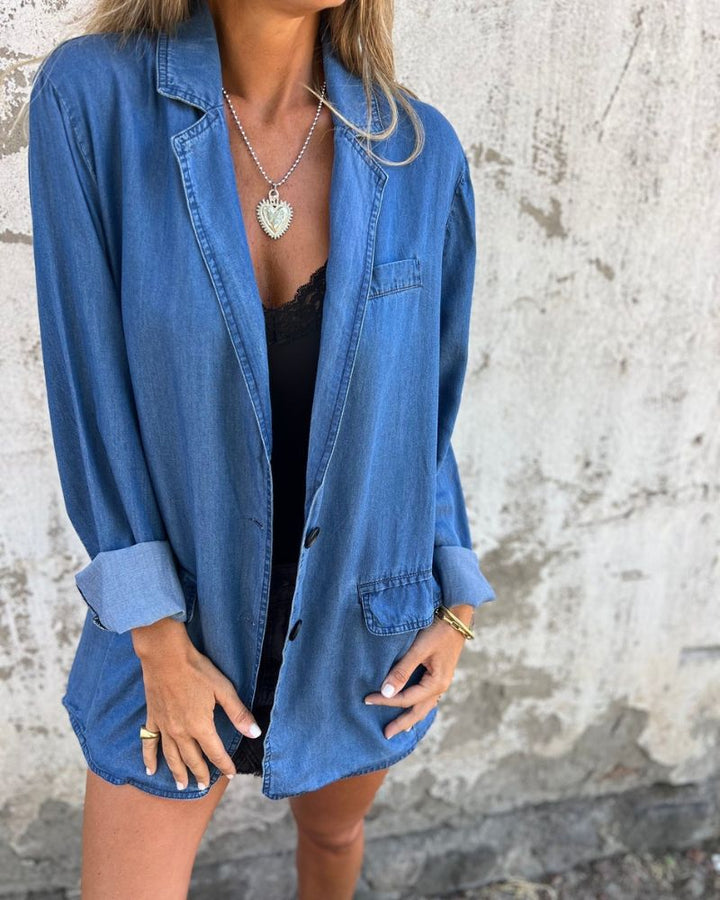 Veste denim décontractée | Style urbain facile à assortir