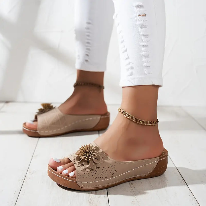 Sandales mules orthopédiques | Confort quotidien et détail fleuri