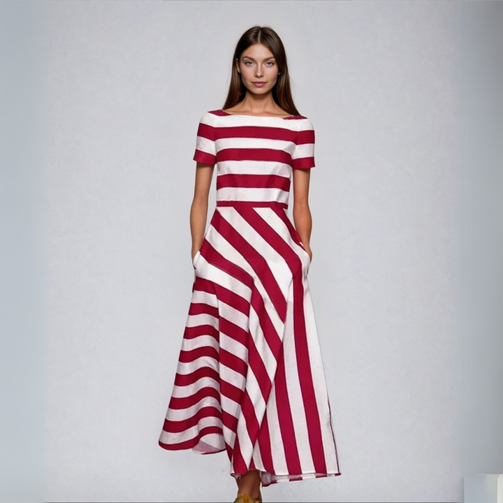 Robe longue à rayures élégantes | Style rayé fait main