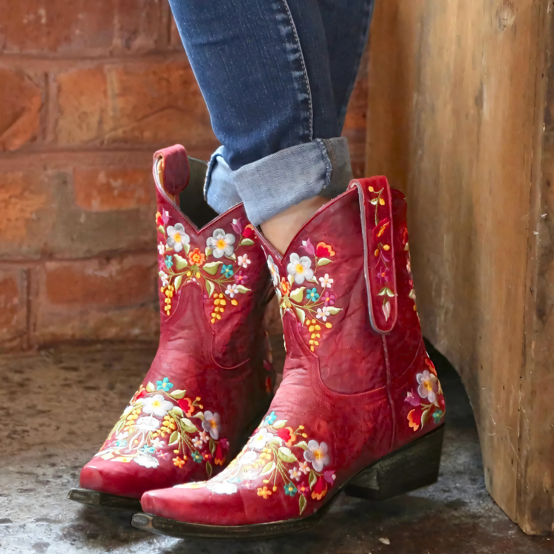 Bottes western à broderies florales | Style vintage original