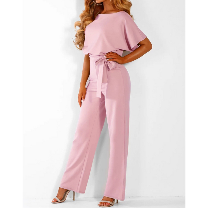Combinaison Élégante Ceinturée à Jambes Larges et Manches Courtes | Sophistication Sans Effort pour Toutes les Occasions