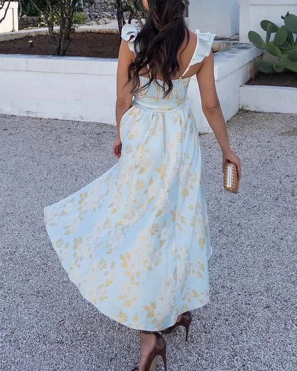 Robe fleurie avec nœud à la taille | Élégance estivale intemporelle
