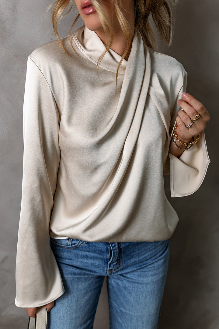 Haut élégant femme | Col drapé chic