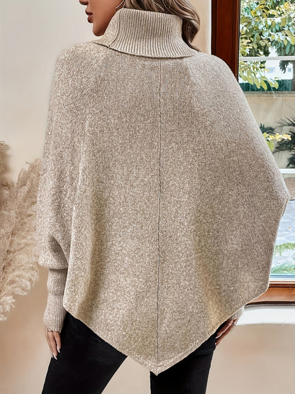 Poncho pull à col roulé | Élégance confortable