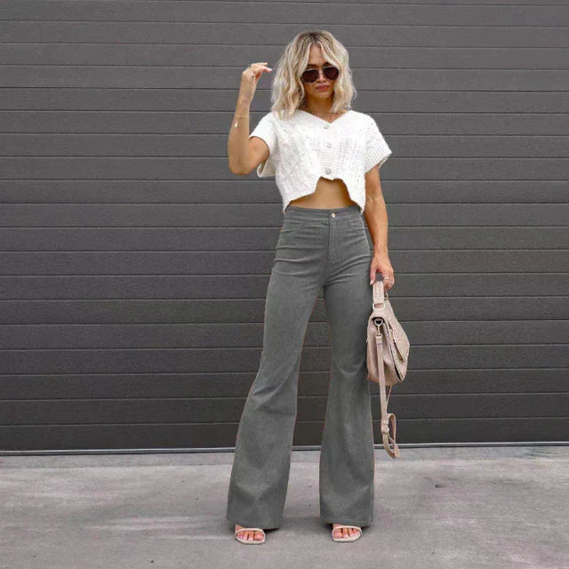 Pantalon évasé taille haute | Élégance rétro décontractée