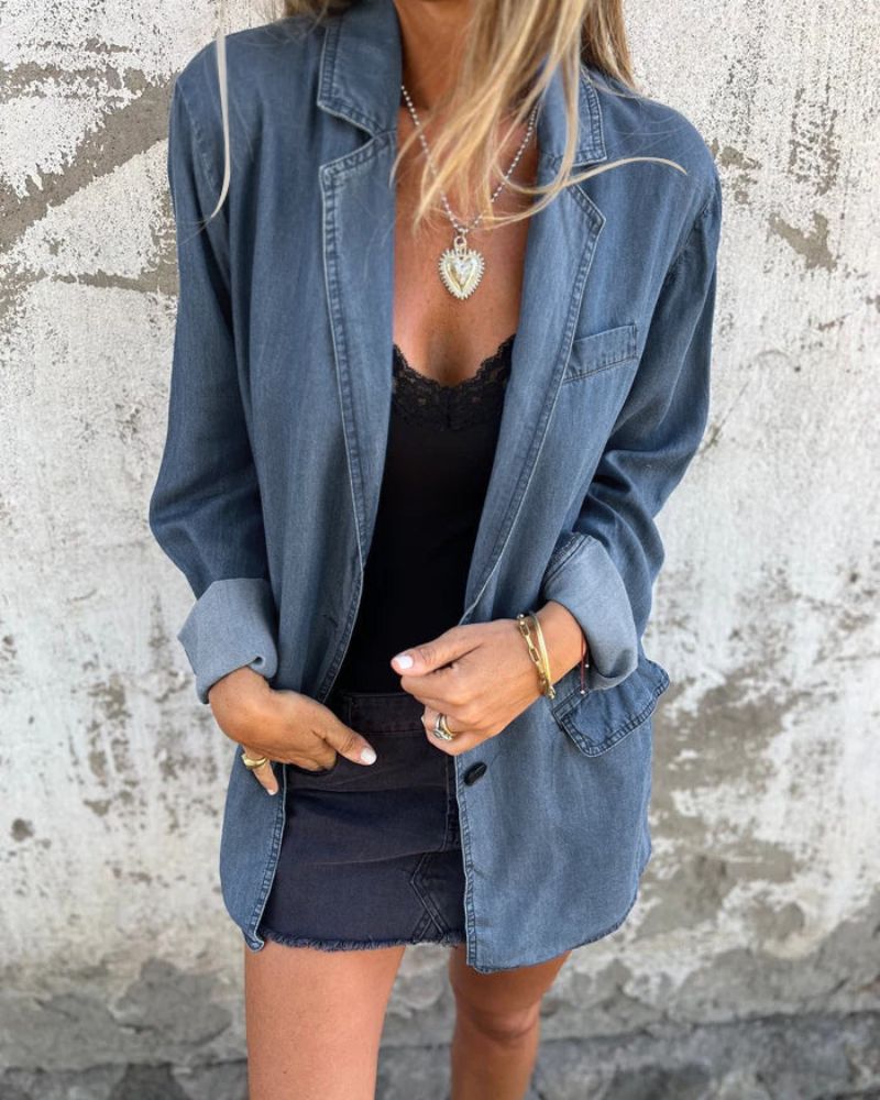 Veste denim décontractée | Style urbain facile à assortir
