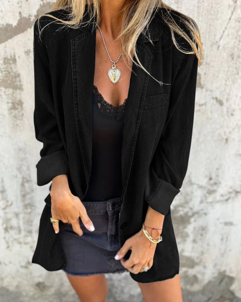 Veste denim décontractée | Style urbain facile à assortir