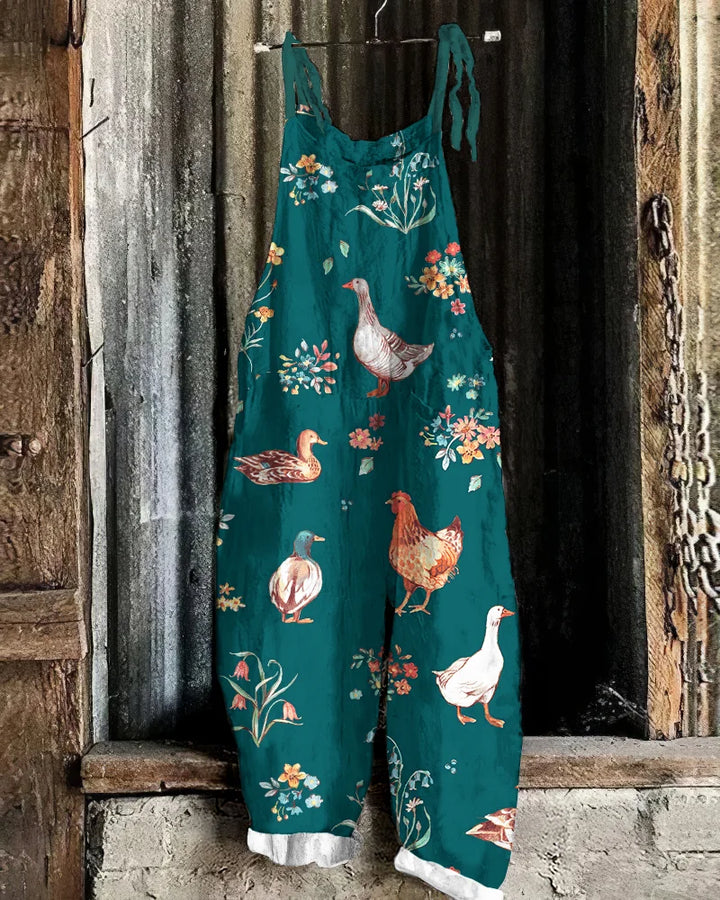 Salopette ample imprimé animalier | Look décontracté champêtre
