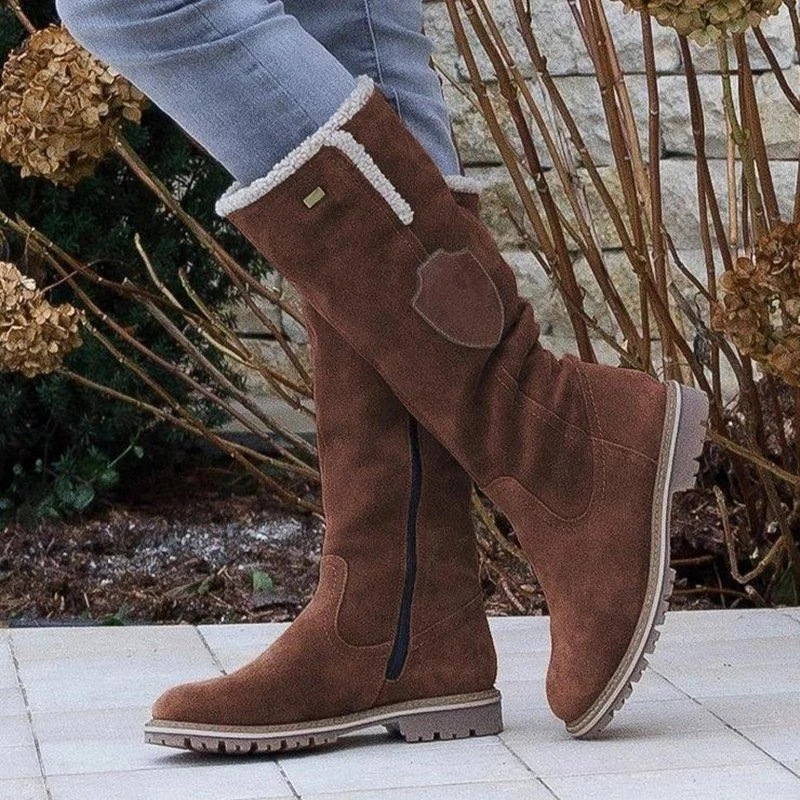 Bottes hautes en daim pour femme | Chaudes et résistantes pour l'hiver