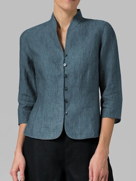 Blouse cintrée à col montant | Élégance professionnelle