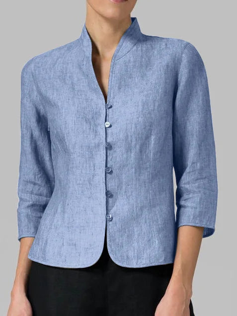 Blouse cintrée à col montant | Élégance professionnelle