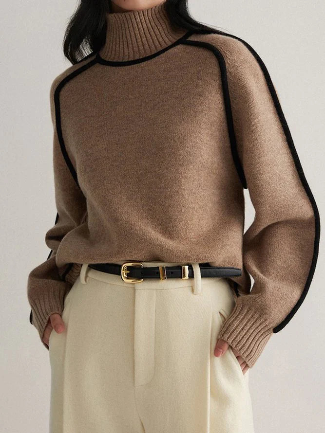 Pull col roulé contrasté | Élégance d'automne