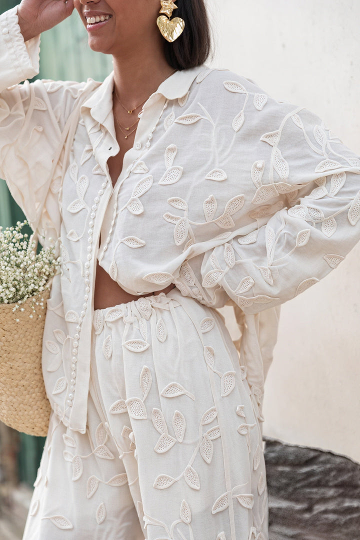 Ensemble brodé femme | Style estival décontracté avec détails raffinés pour journées ensoleillées