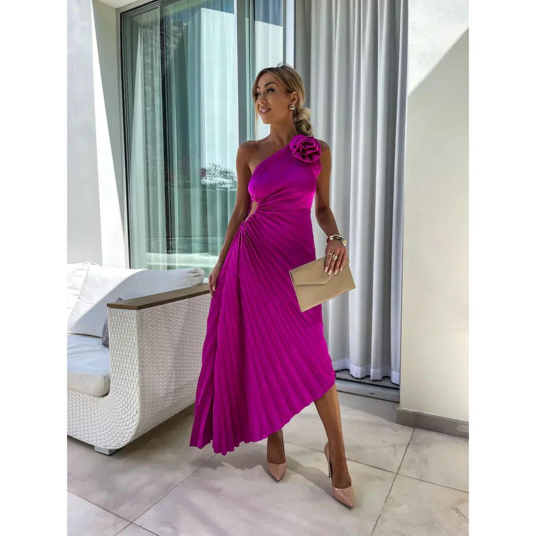 Robe plissée asymétrique | Élégance intemporelle