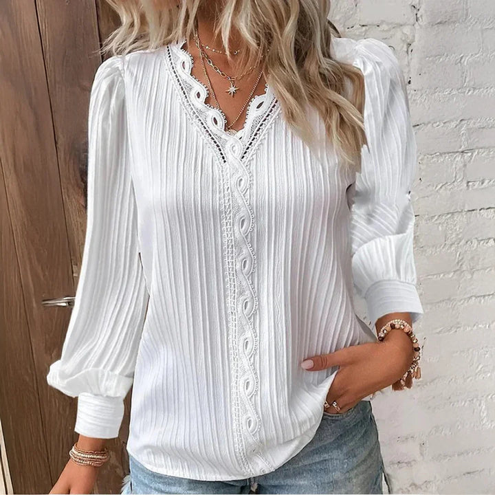 Blouse chic à col en V | Élégance quotidienne