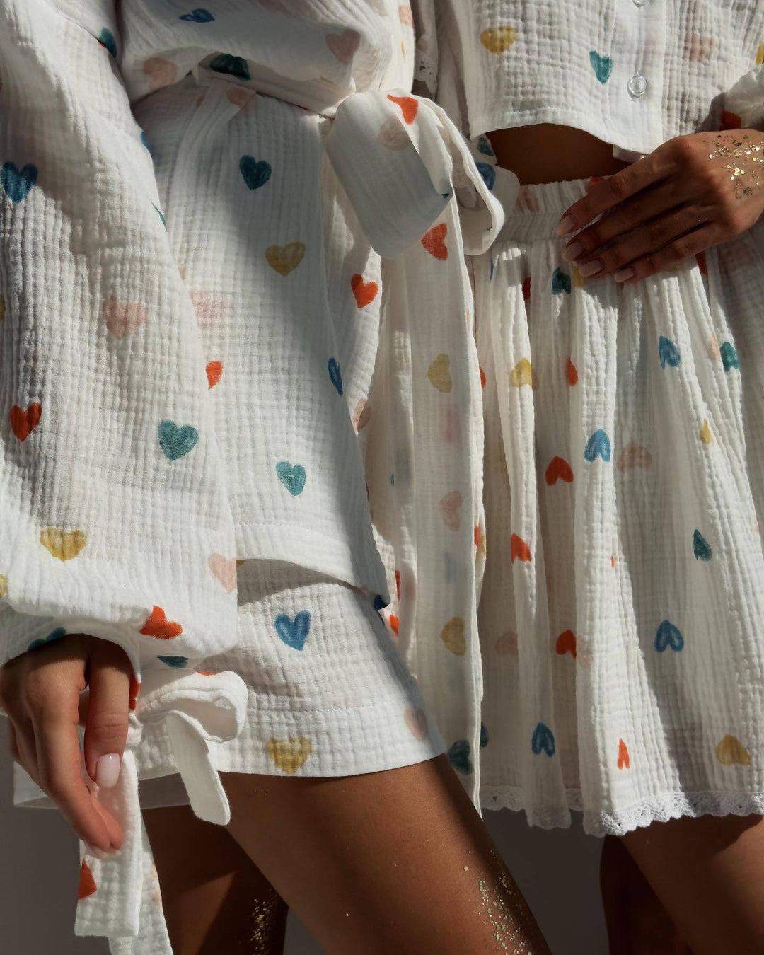 Ensemble deux pièces imprimé cœur | Parfait pour l'été