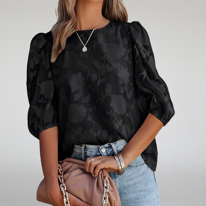 Blouse fleurie élégante | Détails transparents et raffinés