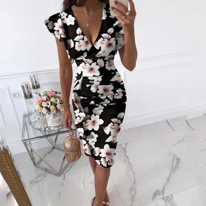 Robe à fleurs mi-longue | Élégance printanière
