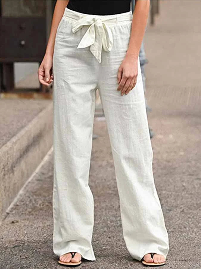 Jane - Pantalon en Lin de Style Décontracté