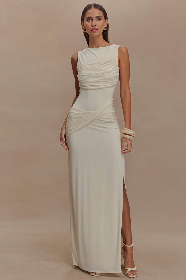 Robe longue drapée | Élégance sophistiquée