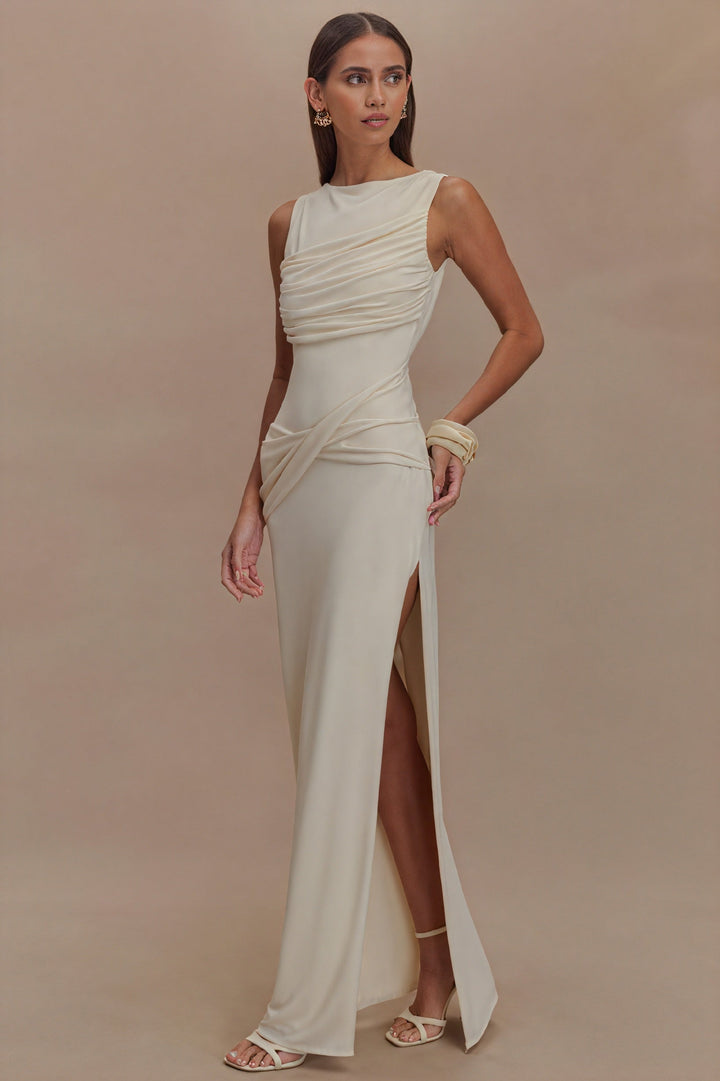 Robe longue drapée | Élégance sophistiquée