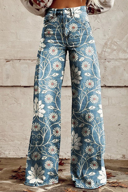 Pantalon flare à fleurs | Style bohème vintage