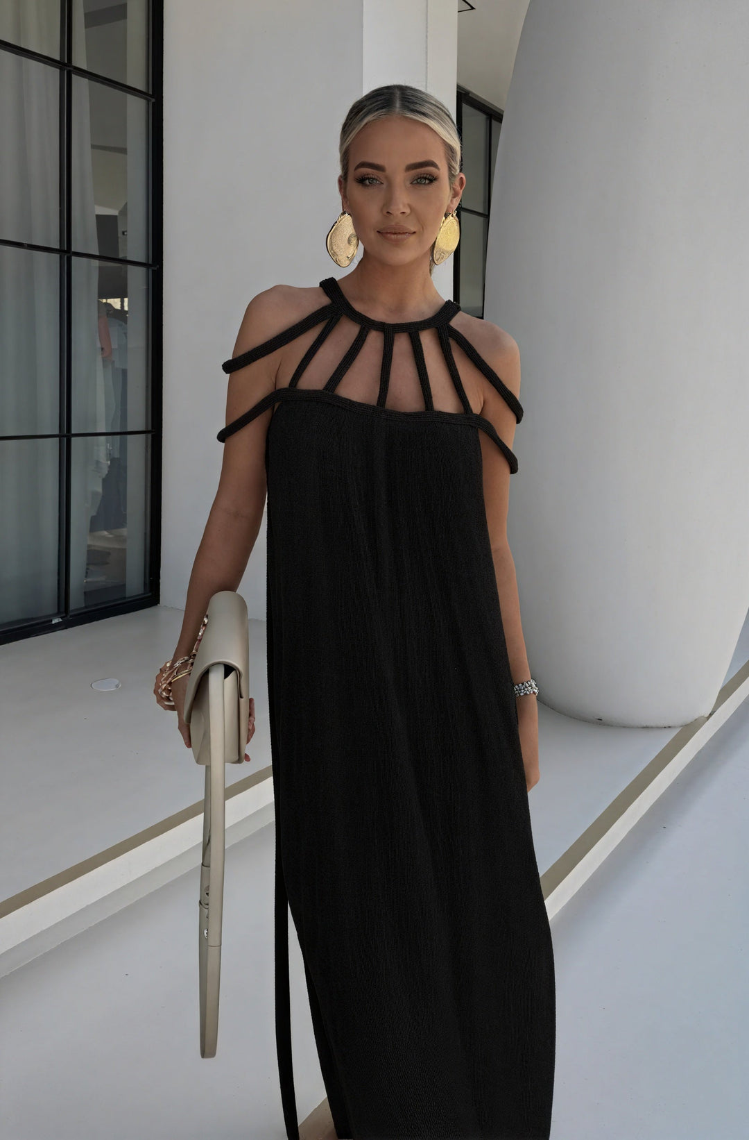 Robe longue fluide | Détails tressés uniques