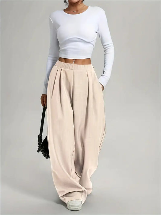Pantalon ample taille haute | Confort et fluidité au quotidien