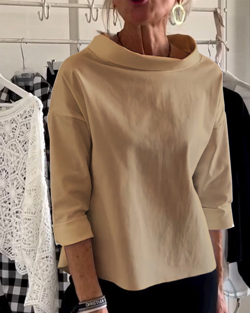 Blouse élégante | Col large et manches 3/4 pour l’été