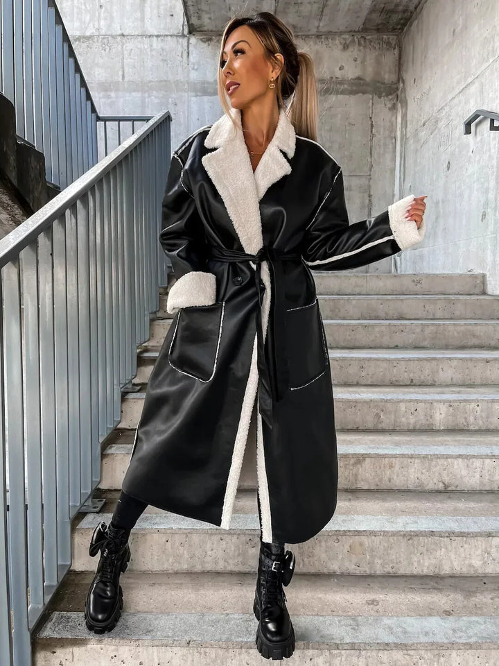 Manteau Long en Similicuir & Doublure Fourrure | Pour journées froides élégantes