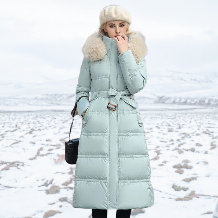 Manteau long femme | Élégance hivernale avec capuche fourrée