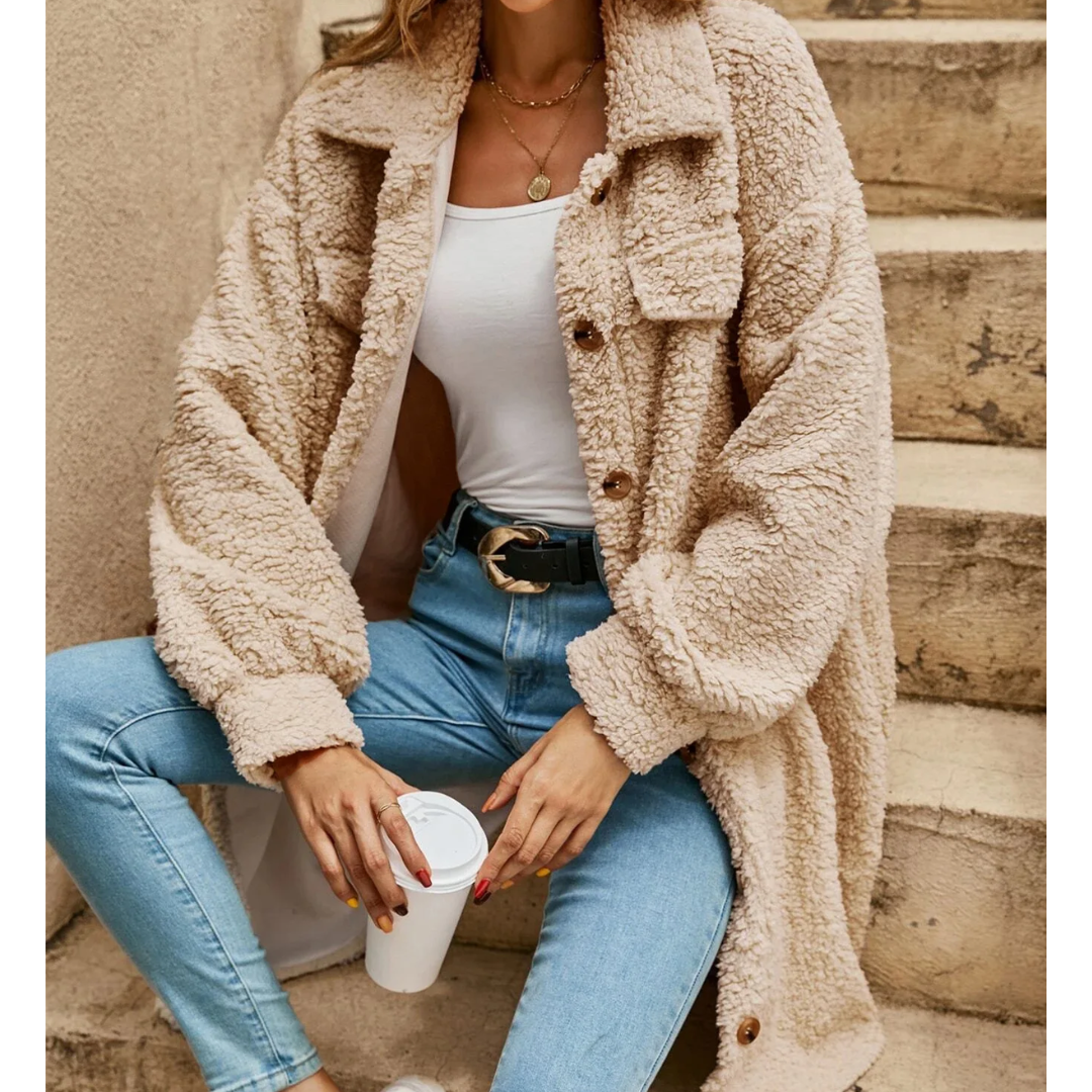 Manteau long en peluche | Parfait pour les journées fraîches