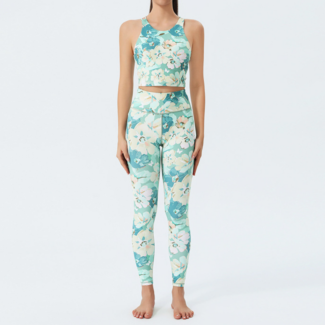 Ensemble Brassière & Legging Femme Tropical Vibe |  Tenue de sport respirante et élégante