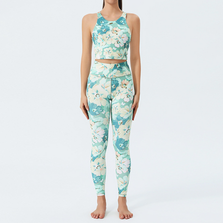 Ensemble Brassière & Legging Femme Tropical Vibe |  Tenue de sport respirante et élégante