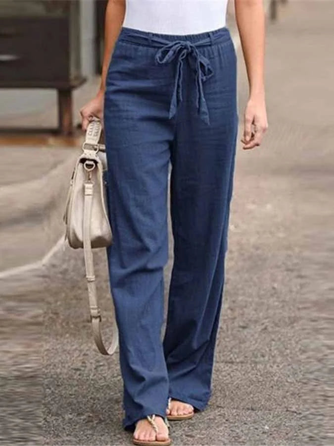 Jane - Pantalon en Lin de Style Décontracté