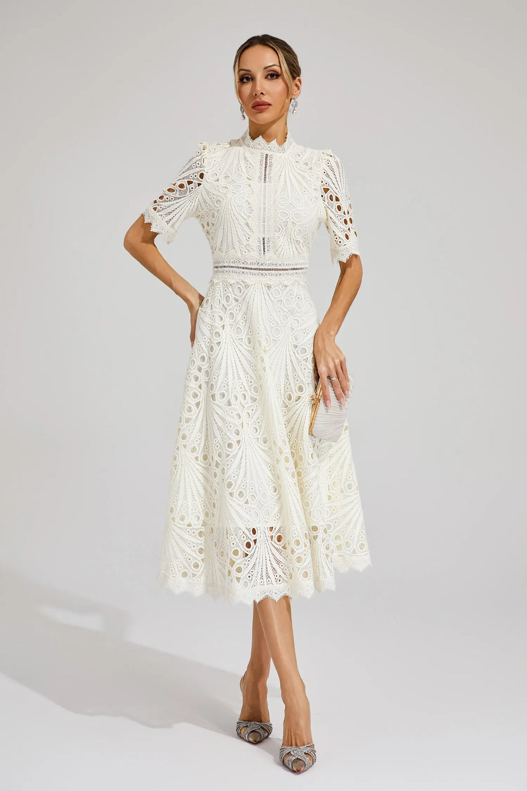 Robe midi dentelle femme | Élégance raffinée idéale pour cérémonies