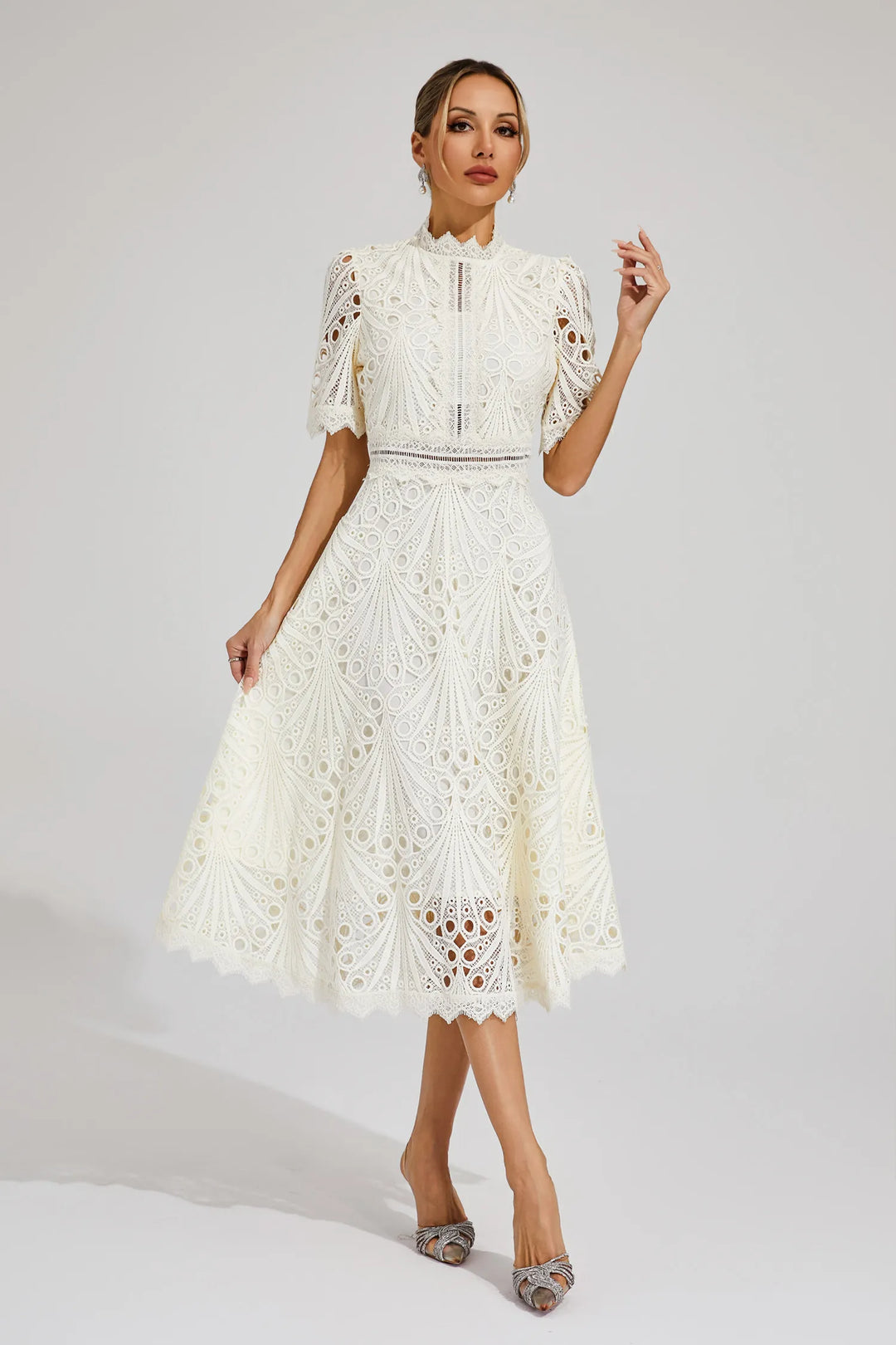 Robe midi dentelle femme | Élégance raffinée idéale pour cérémonies