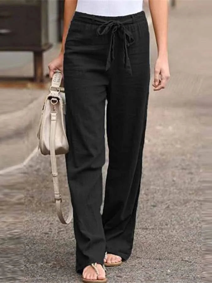 Jane - Pantalon en Lin de Style Décontracté