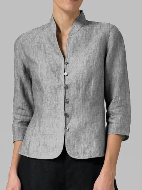 Blouse cintrée à col montant | Élégance professionnelle