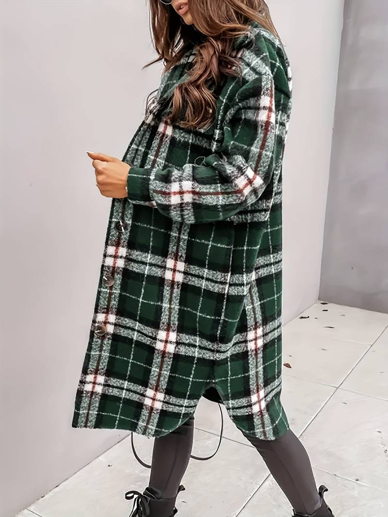 Manteau à carreaux long | Style rétro moderne