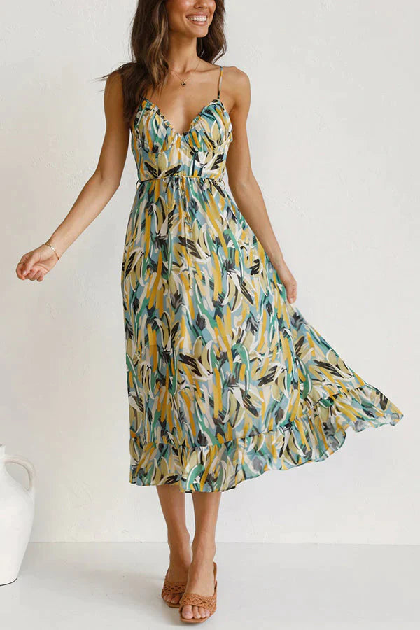 Robe midi fluide à bretelles | Fraîcheur estivale