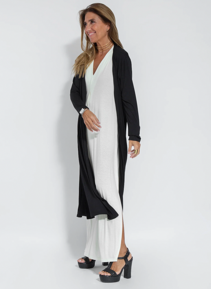 Ensemble robe longue et gilet | Élégance fluide et contrastée