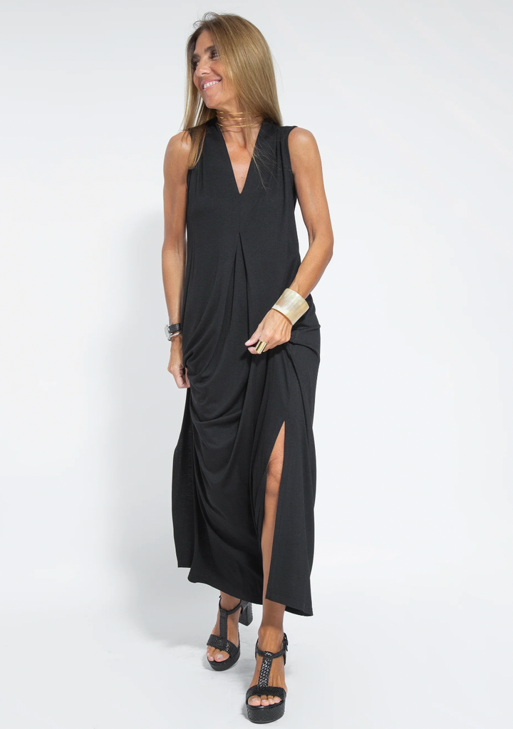 Ensemble robe longue et gilet | Élégance fluide et contrastée